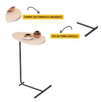 Mesa De Apoio De Sofá Orgânica Alamanda Com Pés De Metal Off White-preto - 3