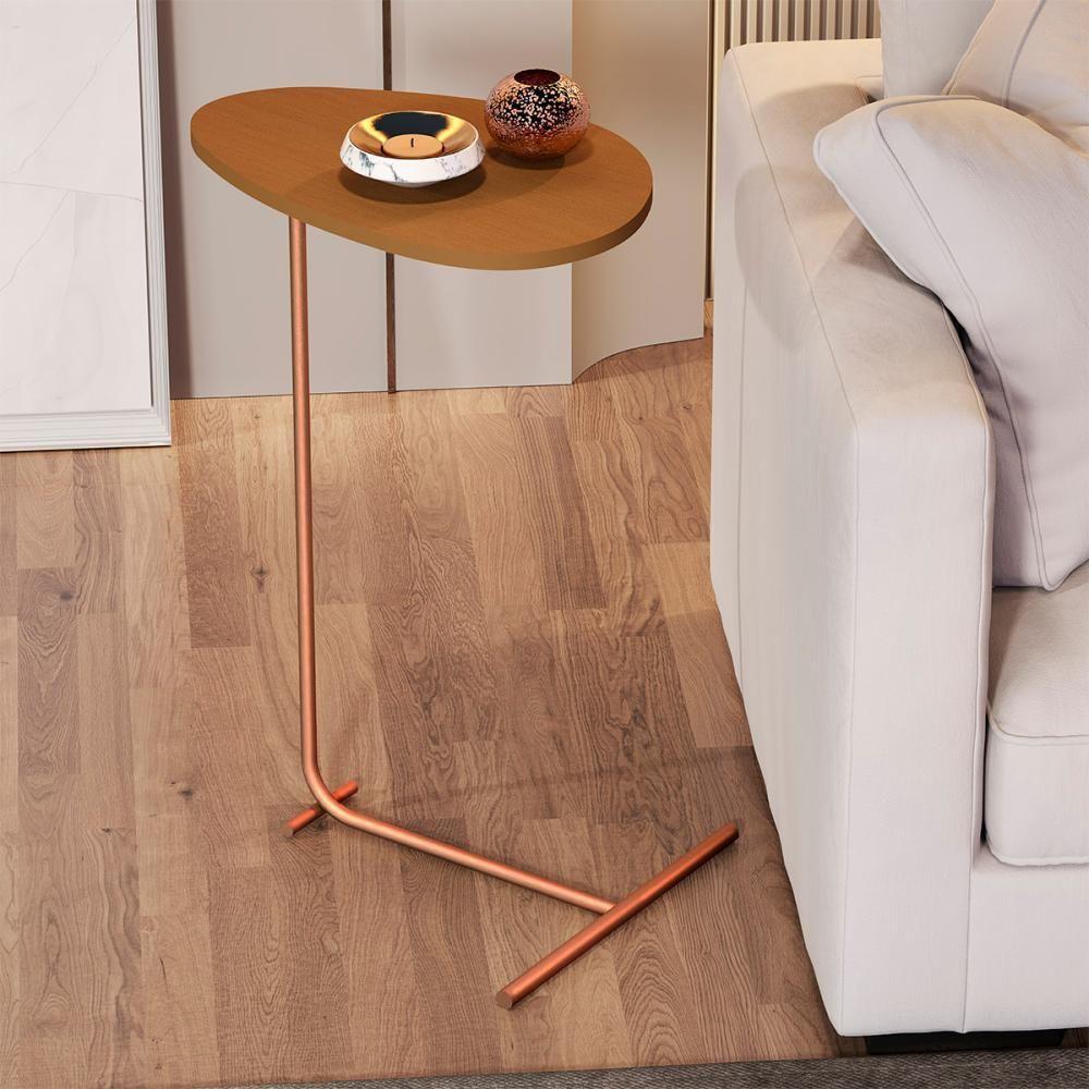 Mesa De Apoio De Sofá Orgânica Alamanda Com Pés De Metal Nature-bronze Nature-bronze - 2