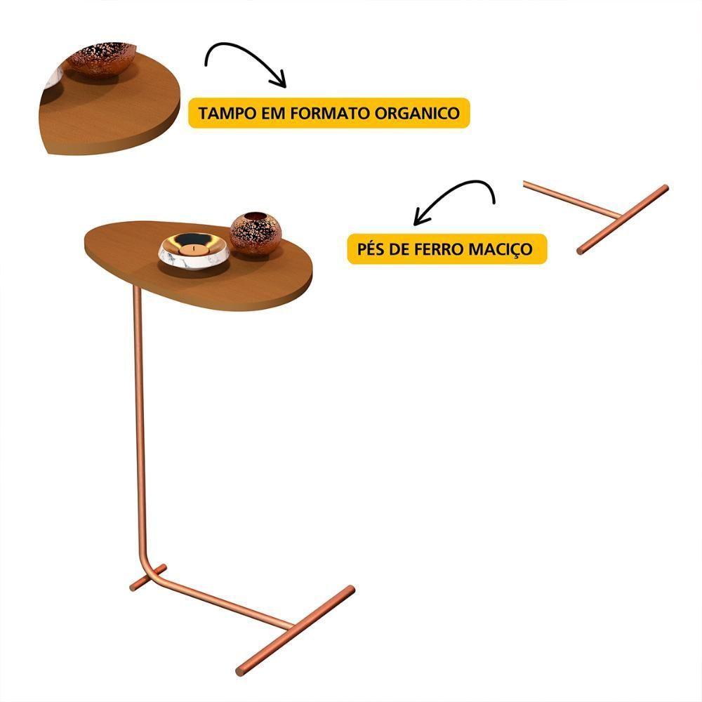 Mesa De Apoio De Sofá Orgânica Alamanda Com Pés De Metal Nature-bronze Nature-bronze - 3