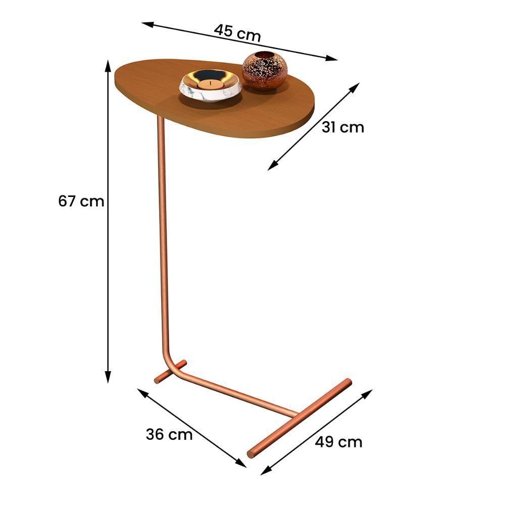 Mesa De Apoio De Sofá Orgânica Alamanda Com Pés De Metal Nature-bronze Nature-bronze - 4