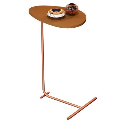 Mesa De Apoio De Sofá Orgânica Alamanda Com Pés De Metal Nature-bronze Nature-bronze