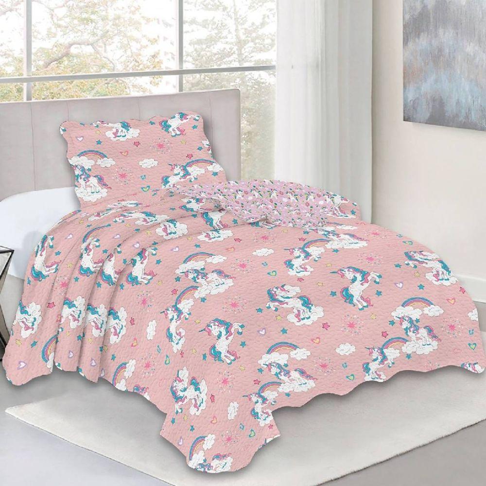 Kit Cobre Leito Solteiro Infantil Fun Unicornios - 1