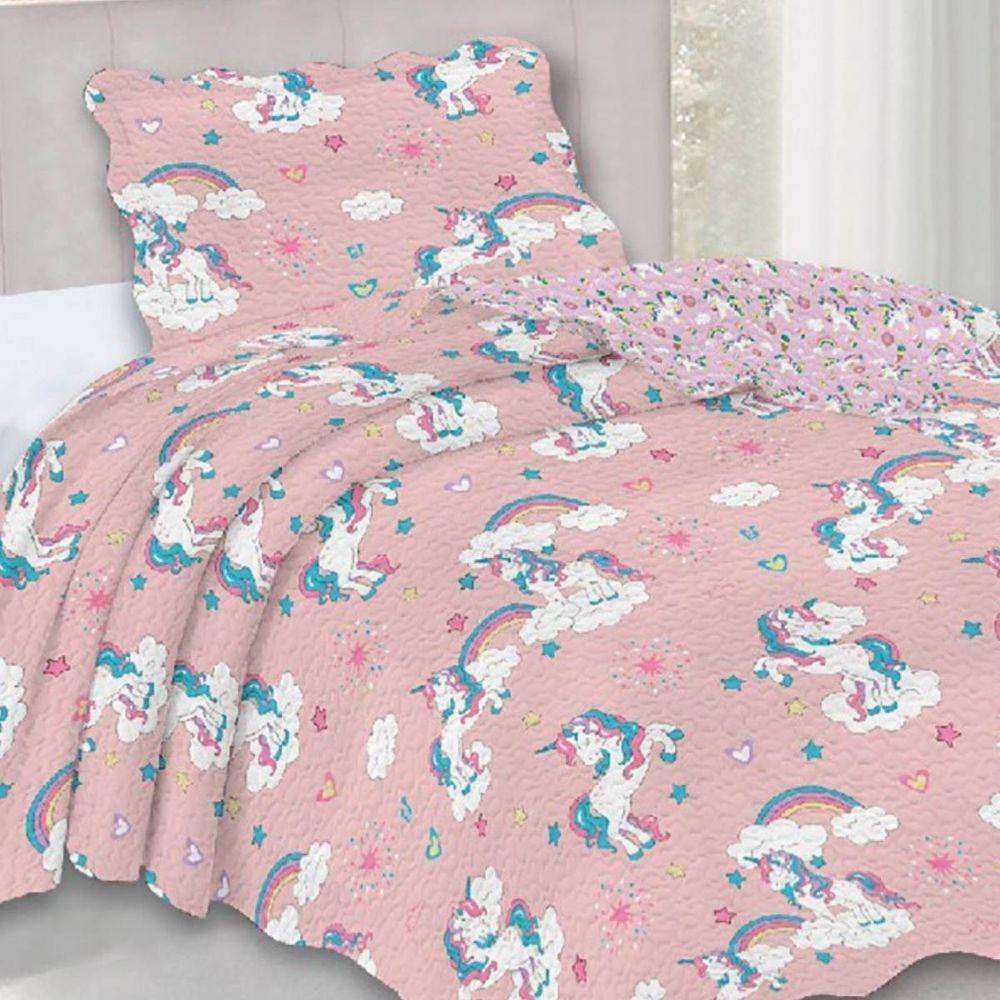 Kit Cobre Leito Solteiro Infantil Fun Unicornios - 2