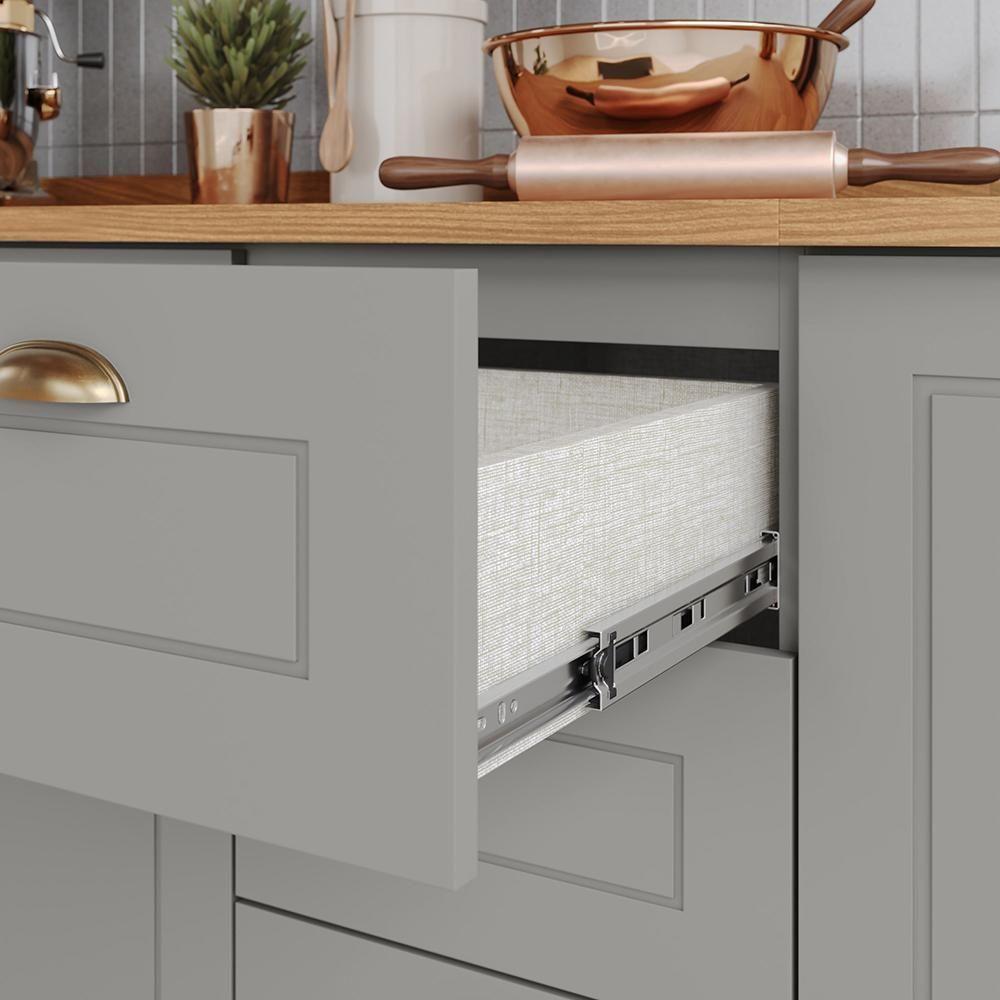 Kit Ilha Gourmet Com Balcões 80cm, 40cm E Porta Toalha Americana Cinza - Móveis Henn Cinza - 3