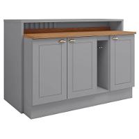 Kit Ilha Gourmet Com Balcões 80cm, 40cm E Porta Toalha Americana Cinza - Móveis Henn Cinza - 1