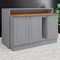 Kit Ilha Gourmet Com Balcões 80cm, 40cm E Porta Toalha Americana Cinza - Móveis Henn Cinza - 2