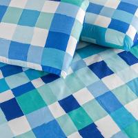 Kit Cobre Leito Colcha Turin Queen Estampada C/ Babado 400 Fios 3 Peças Xadrez Quadriculado Azul - 5