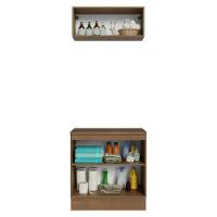 Conjunto Gabinete Para Banheiro 80cm 3 Portas Vik Madesa 02 Rustic-azul - 5