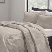 Kit Cobre Leito Casal Milão Liso + 2 Porta Travesseiros Geometrico Bege - 2