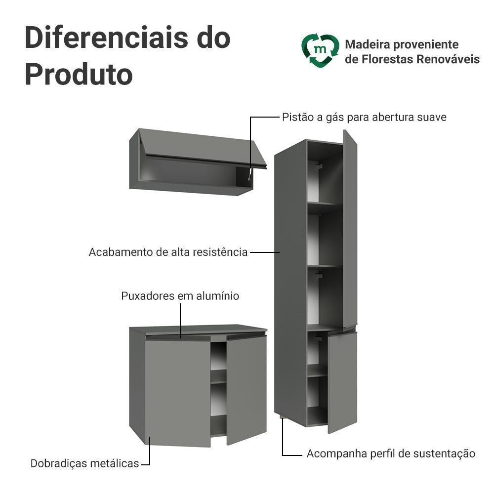 Conjunto Gabinete Suspenso Para Banheiro 120cm 5 Portas Nice Madesa 02 Cinza - 4