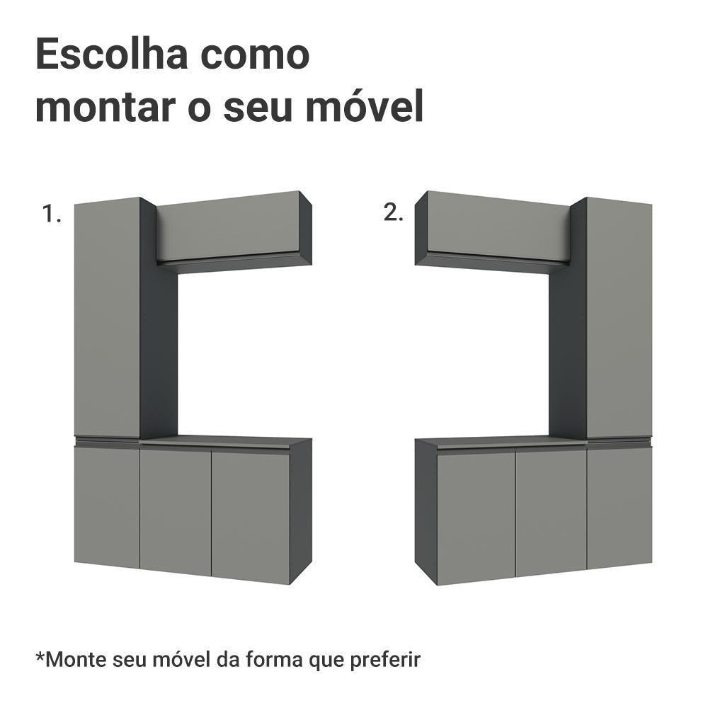 Conjunto Gabinete Suspenso Para Banheiro 120cm 5 Portas Nice Madesa 02 Cinza - 5