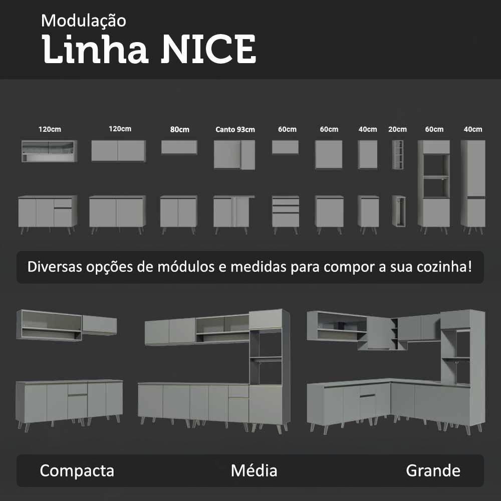 Conjunto Gabinete Suspenso Para Banheiro 120cm 5 Portas Nice Madesa 02 Cinza - 9