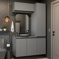 Conjunto Gabinete Suspenso Para Banheiro 120cm 5 Portas Nice Madesa 02 Cinza - 1
