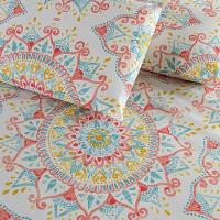 Kit Cobre Leito Colcha Bella Casal 3 Peças 400 Fios Estampado Com Babado - Mandala 3 - 100% Poliéster - 5