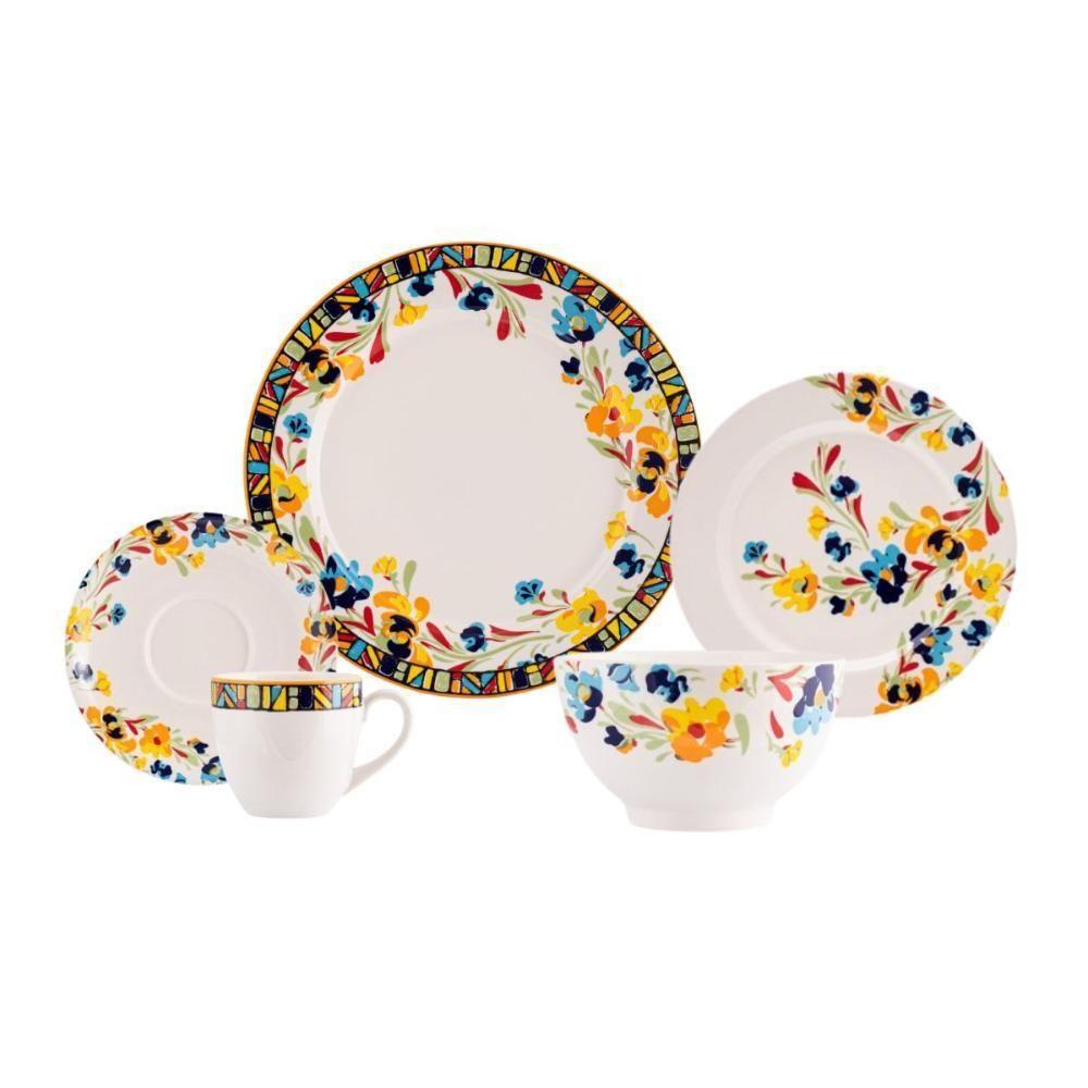 Jogo De Jantar 40 Peças Etnico Porcelana Real By Schmidt - 1