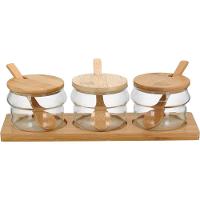 Table Porta Condimento 9X29X9Cm Borosilicato Transp 3Pç Com Suporte - 1