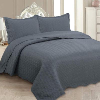 Kit Cobre Leito Casal Classic Liso Ultrasonic + 2 Porta-travesseiros Poá Chumbo