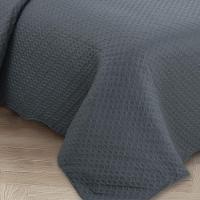 Kit Cobre Leito Casal Classic Liso Ultrasonic + 2 Porta-travesseiros Poá Chumbo - 3