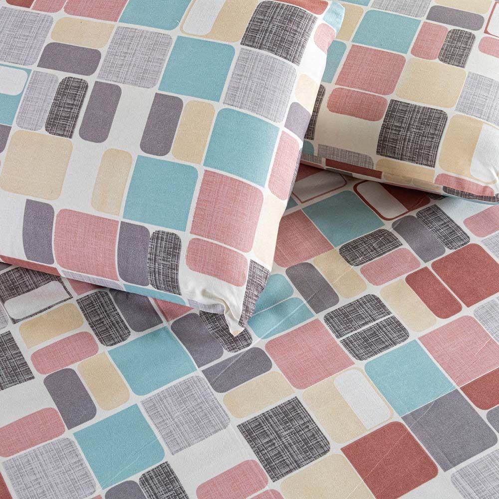 Kit Cobre Leito Colcha Bella Queen 3 Peças 400 Fios Estampado Com Babado - Positano 1 - 100% Poliéster - 5