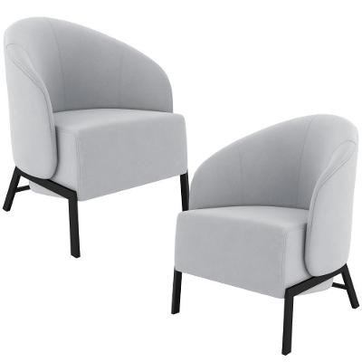 Kit 02 Poltronas Decorativa Para Sala Living Pés Industrial Sierra K01 Veludo Cinza - Lyam Decor