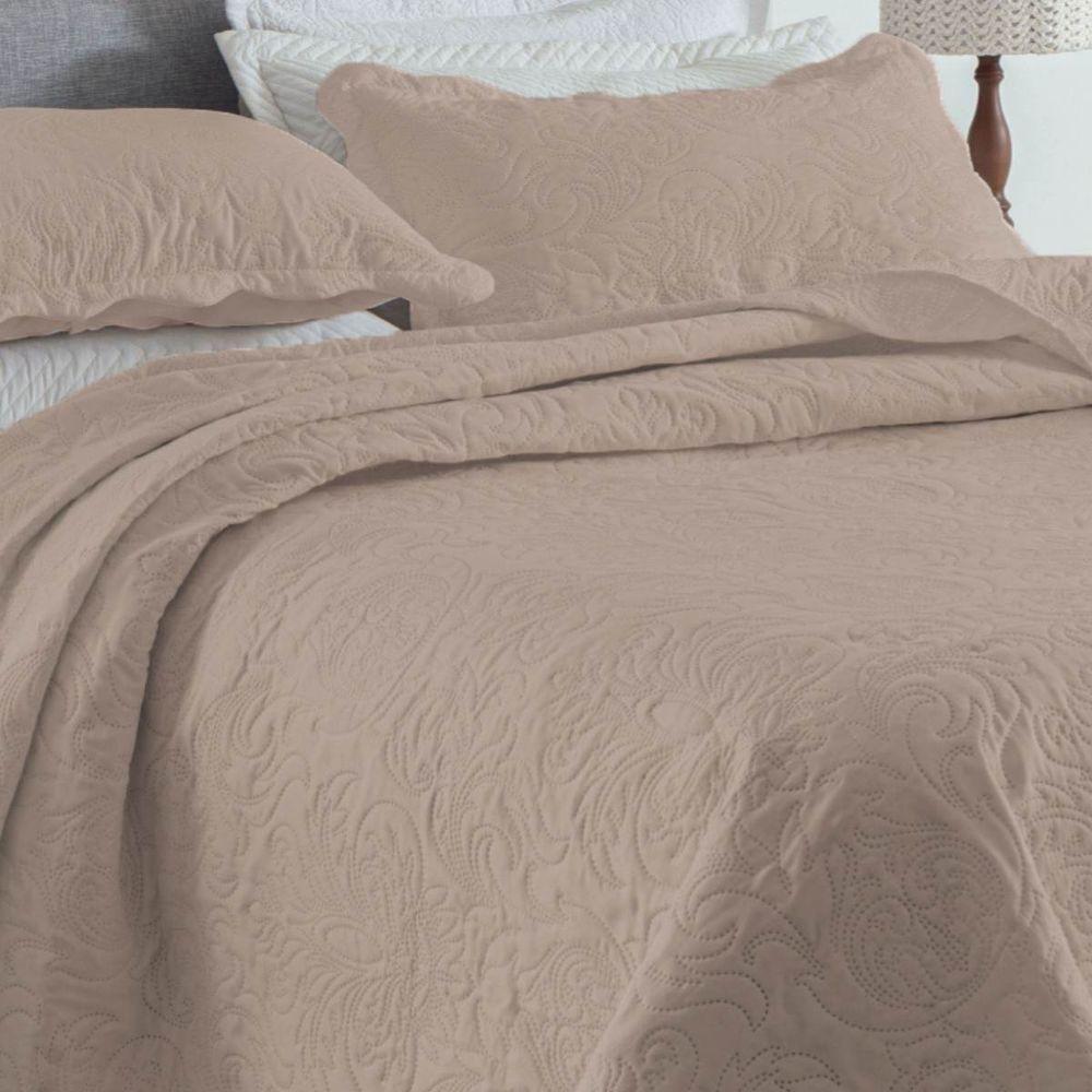 Kit Cobre Leito Solteiro Classic Liso Ultrasonic + 1 Porta-travesseiro Floral Bege - 2