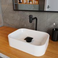 Cuba Pia Banheiro Oxford Torneira Inox Valvula Click Black Branco Brilho - 2