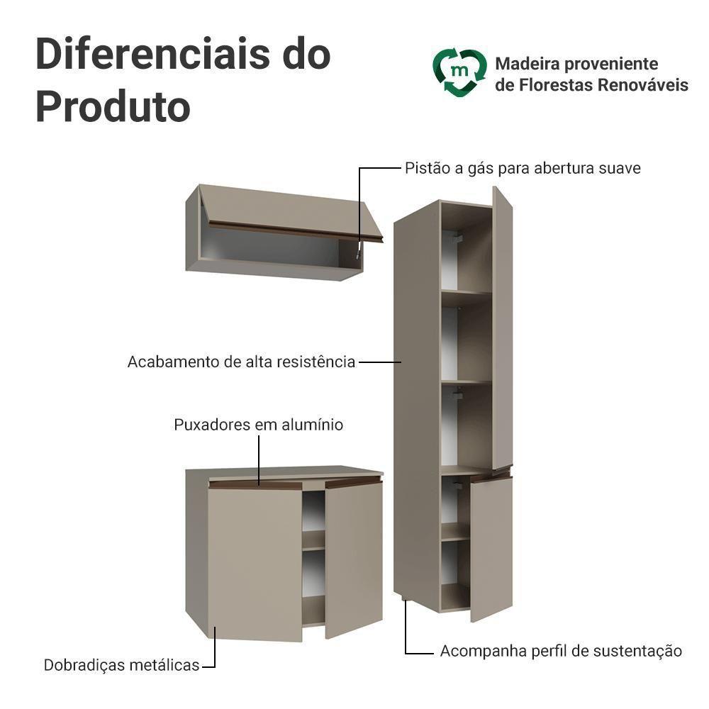 Conjunto Gabinete Suspenso Para Banheiro 120cm 5 Portas Nice Madesa 02 Crema - 10
