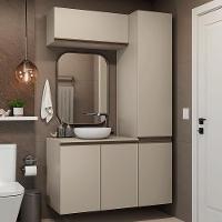 Conjunto Gabinete Suspenso Para Banheiro 120cm 5 Portas Nice Madesa 02 Crema - 1