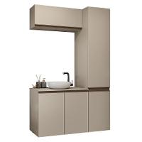 Conjunto Gabinete Suspenso Para Banheiro 120cm 5 Portas Nice Madesa 02 Crema - 7