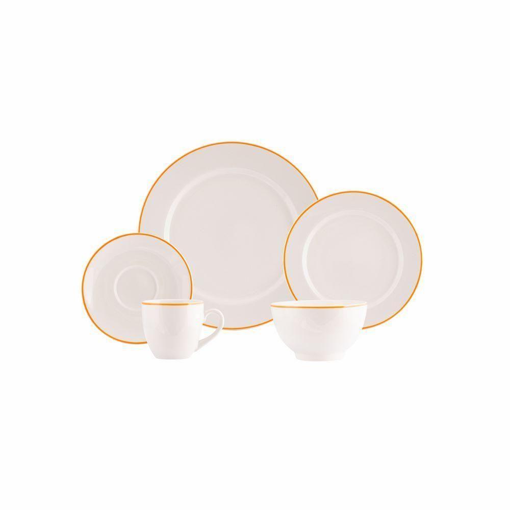 Jogo De Jantar 20 Peças Filete Porcelana Real By Schmidt Laranja - 1