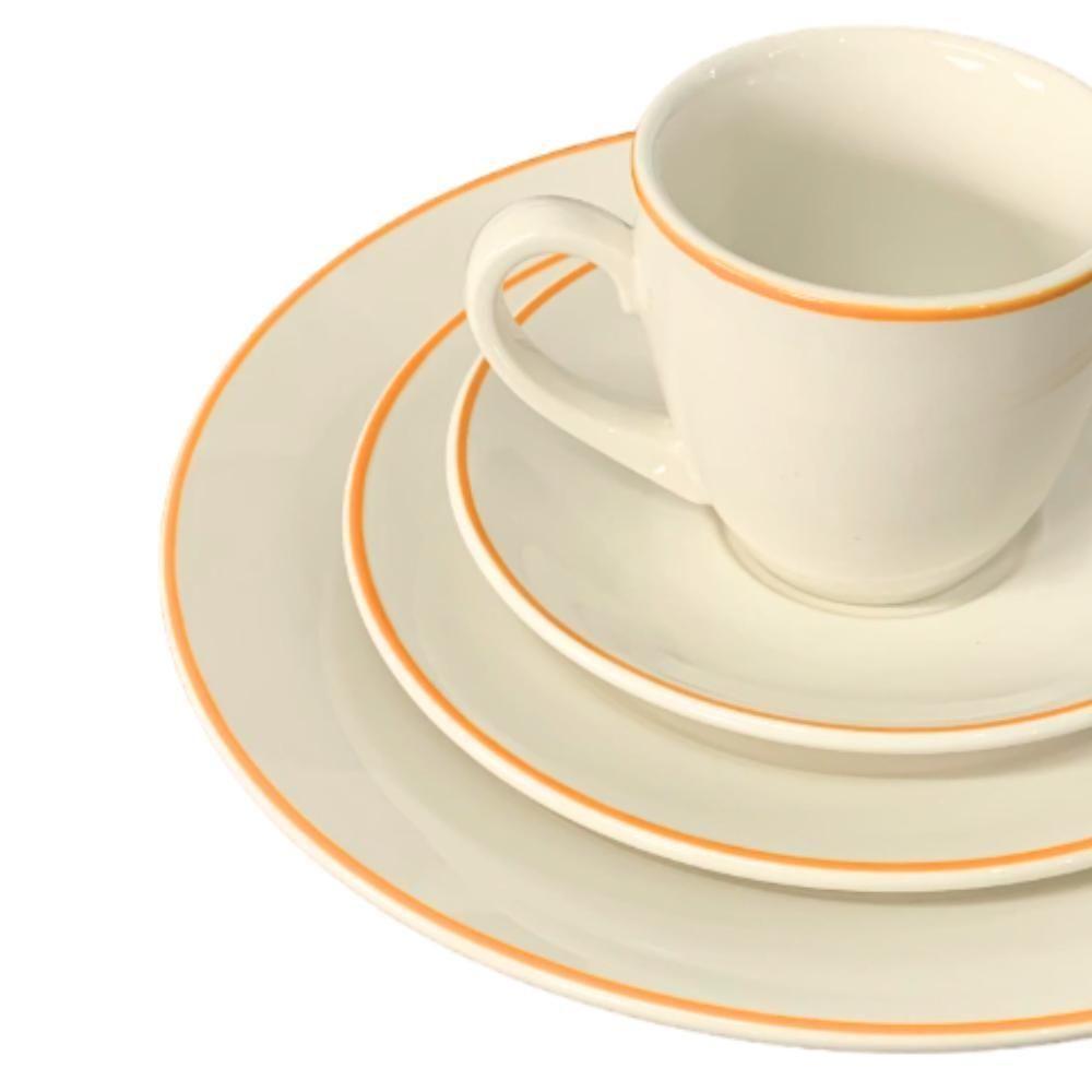 Jogo De Jantar 20 Peças Filete Porcelana Real By Schmidt Laranja - 2