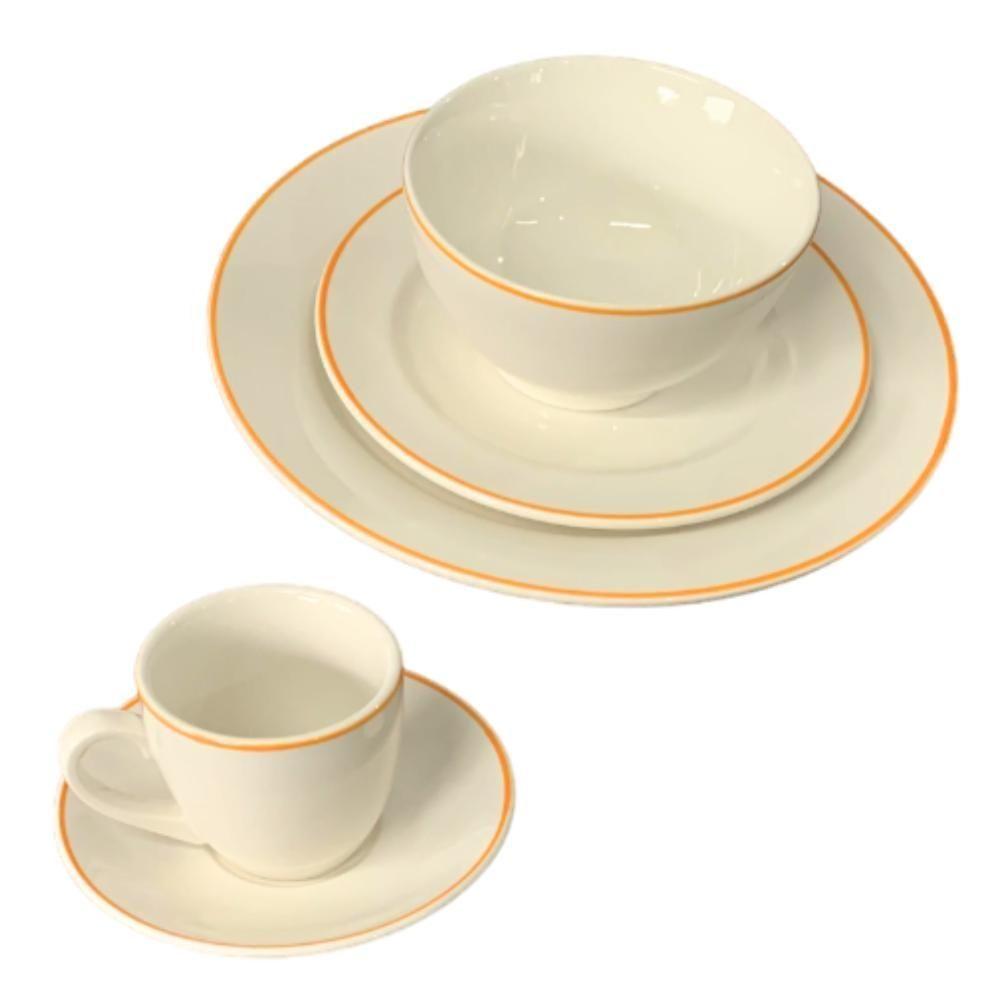 Jogo De Jantar 20 Peças Filete Porcelana Real By Schmidt Laranja - 3