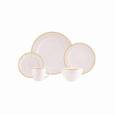 Jogo De Jantar 20 Peças Filete Porcelana Real By Schmidt Laranja