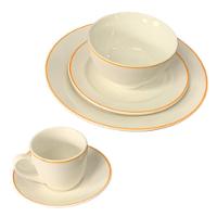 Jogo De Jantar 20 Peças Filete Porcelana Real By Schmidt Laranja - 3