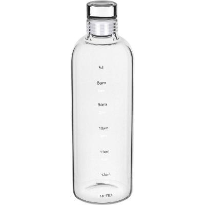 Garrafa água Com Tampa Vidro 750ml 24x8x8cm Transparente