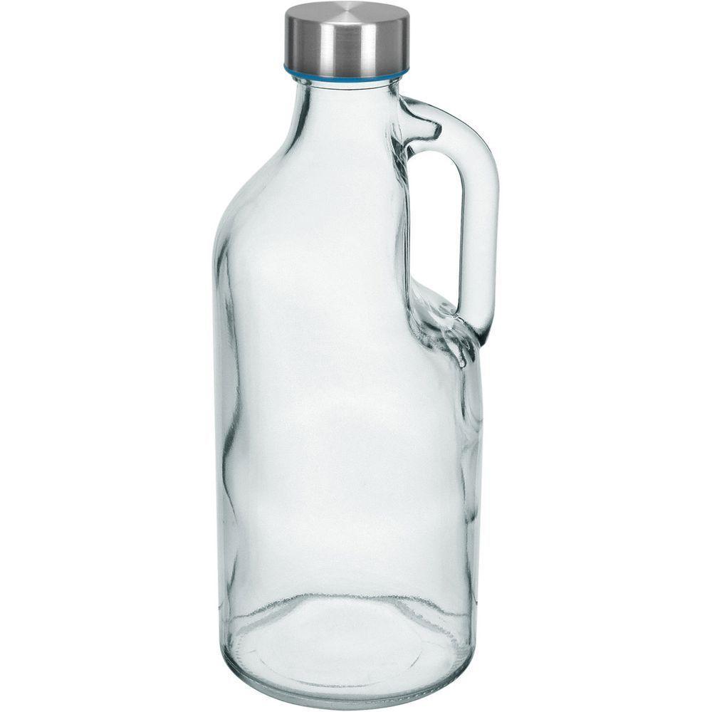 Garrafa Home&co Tampa Inox Vidro 1l 24x10x10cm Transparente - 1