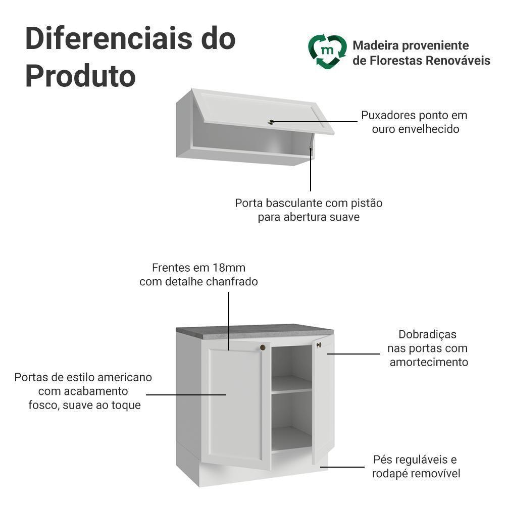 Conjunto Gabinete Para Banheiro 80cm 3 Portas Vik Madesa 02 Branco - 4