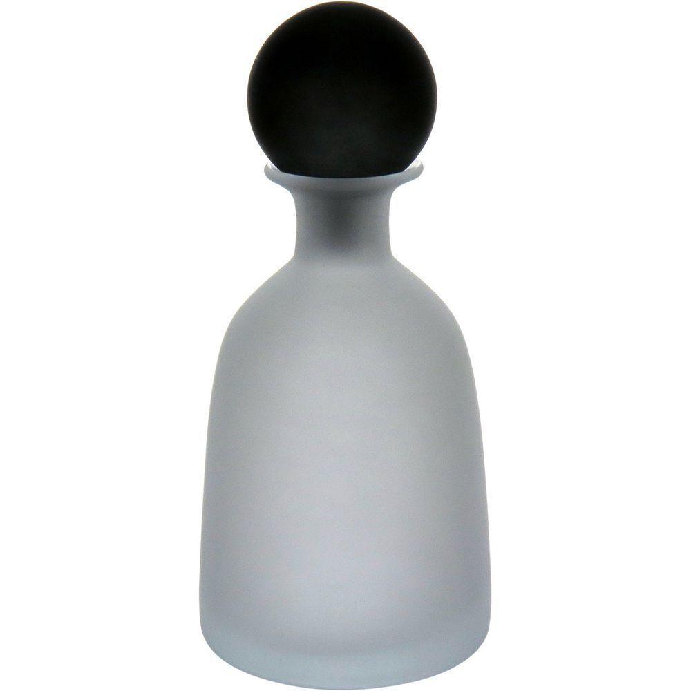 Garrafa Decorativa Vaso Homeco Tampa Fumê Vidro 32x14 Branco - 1