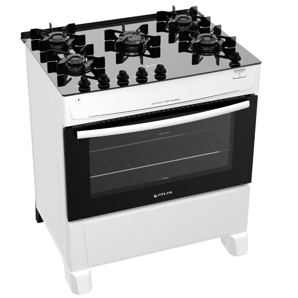 Fogão Atlas 5 Bocas Branco Mônaco TopGlass Automático Bivolt - 2