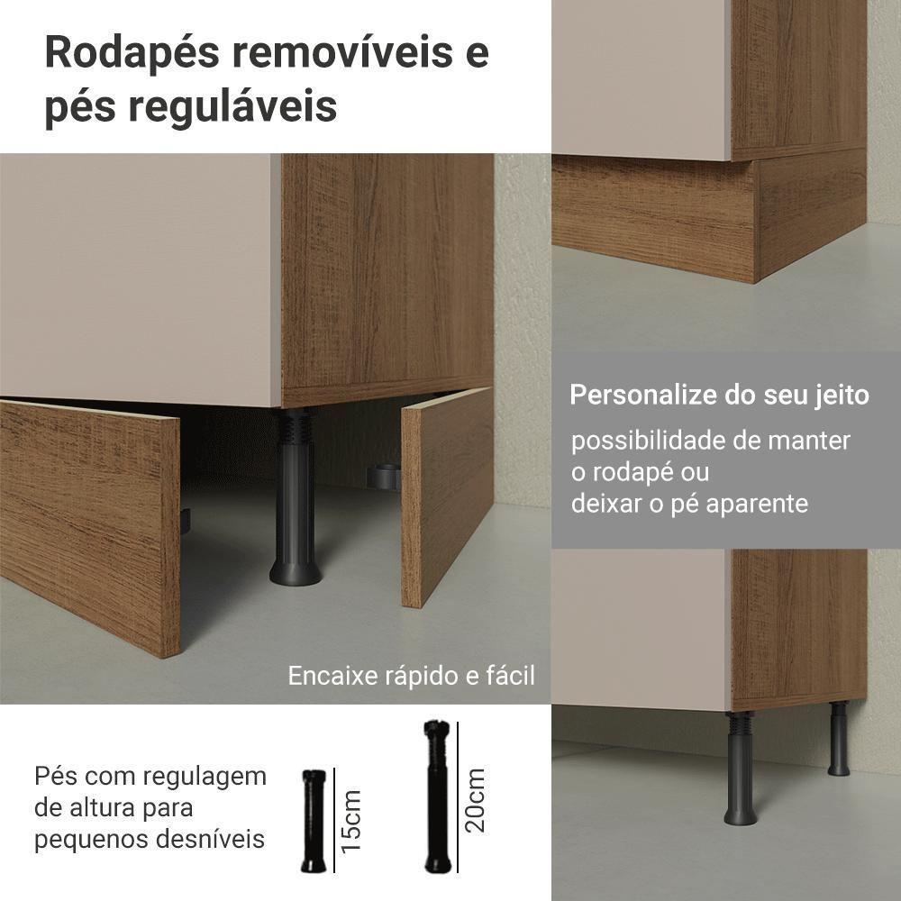 Conjunto Gabinete Para Banheiro 120cm 3 Portas 3 Gavetas Agata Madesa 01 Rustic-crema - 8