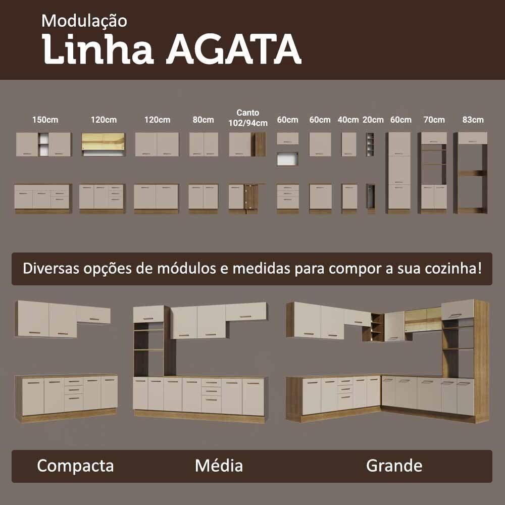 Conjunto Gabinete Para Banheiro 120cm 3 Portas 3 Gavetas Agata Madesa 01 Rustic-crema - 9