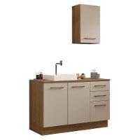 Conjunto Gabinete Para Banheiro 120cm 3 Portas 3 Gavetas Agata Madesa 01 Rustic-crema - 2