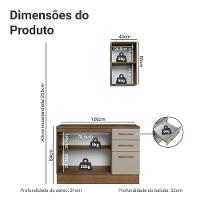 Conjunto Gabinete Para Banheiro 120cm 3 Portas 3 Gavetas Agata Madesa 01 Rustic-crema - 3
