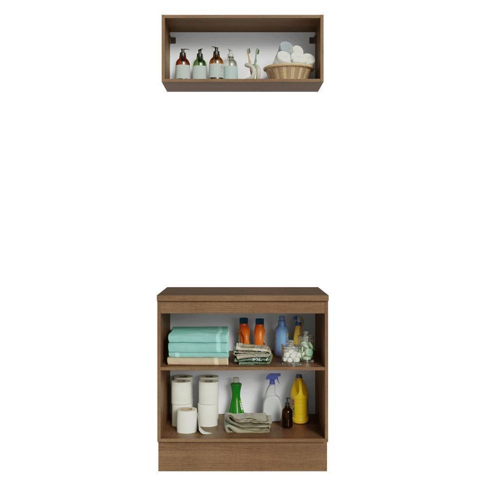 Conjunto Gabinete Para Banheiro 80cm 3 Portas Vik Madesa 02 Rustic-cinza - 5