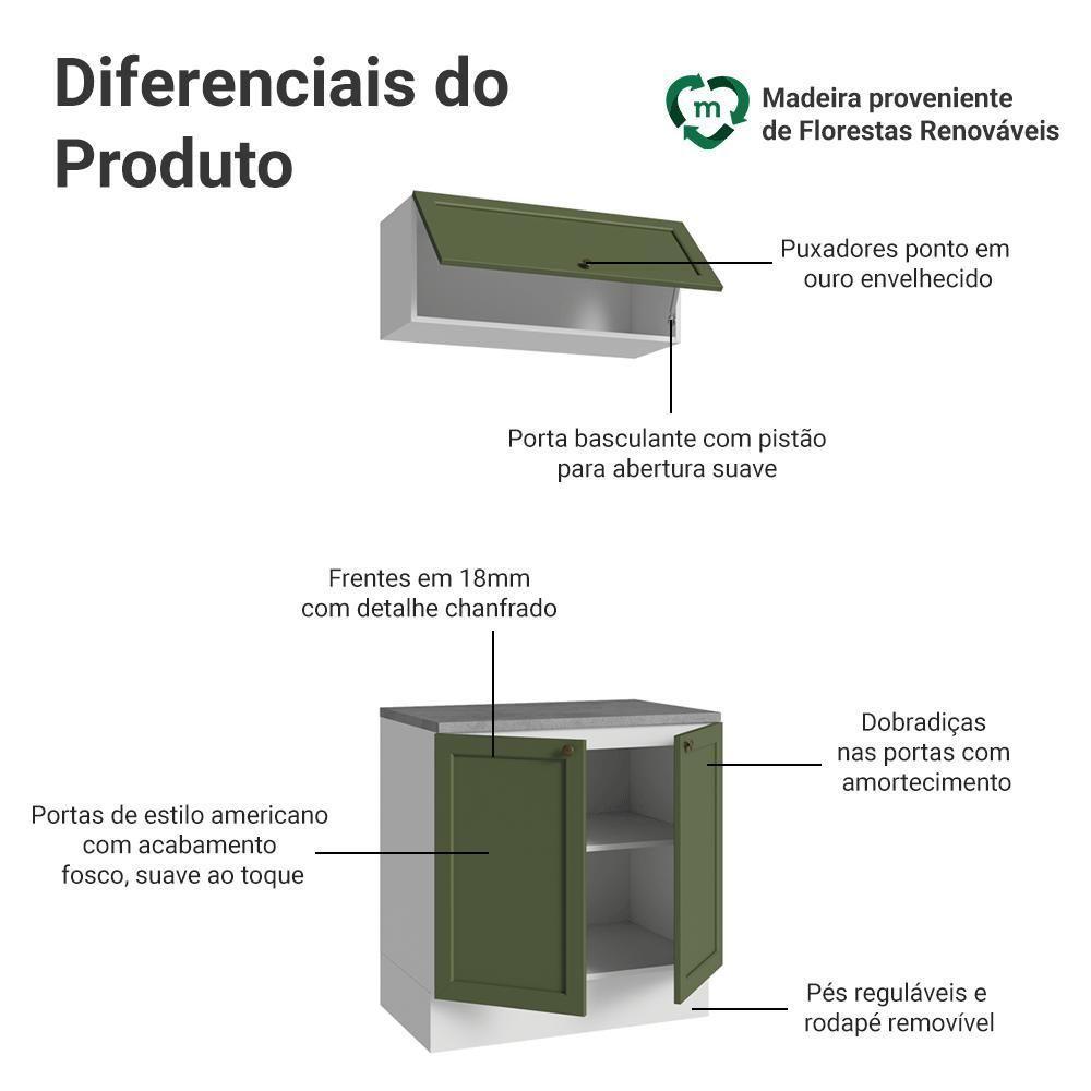 Conjunto Gabinete Para Banheiro 80cm 3 Portas Vik Madesa 02 Branco-verde - 4