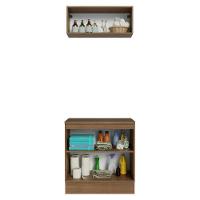 Conjunto Gabinete Para Banheiro 80cm 3 Portas Vik Madesa 02 Rustic-verde - 5
