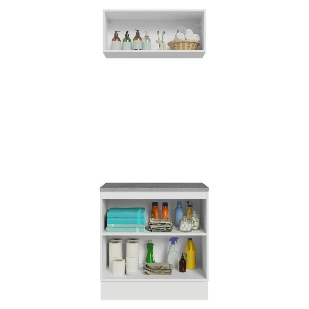 Conjunto Gabinete Para Banheiro 80cm 3 Portas Vik Madesa 02 Branco-cinza - 5