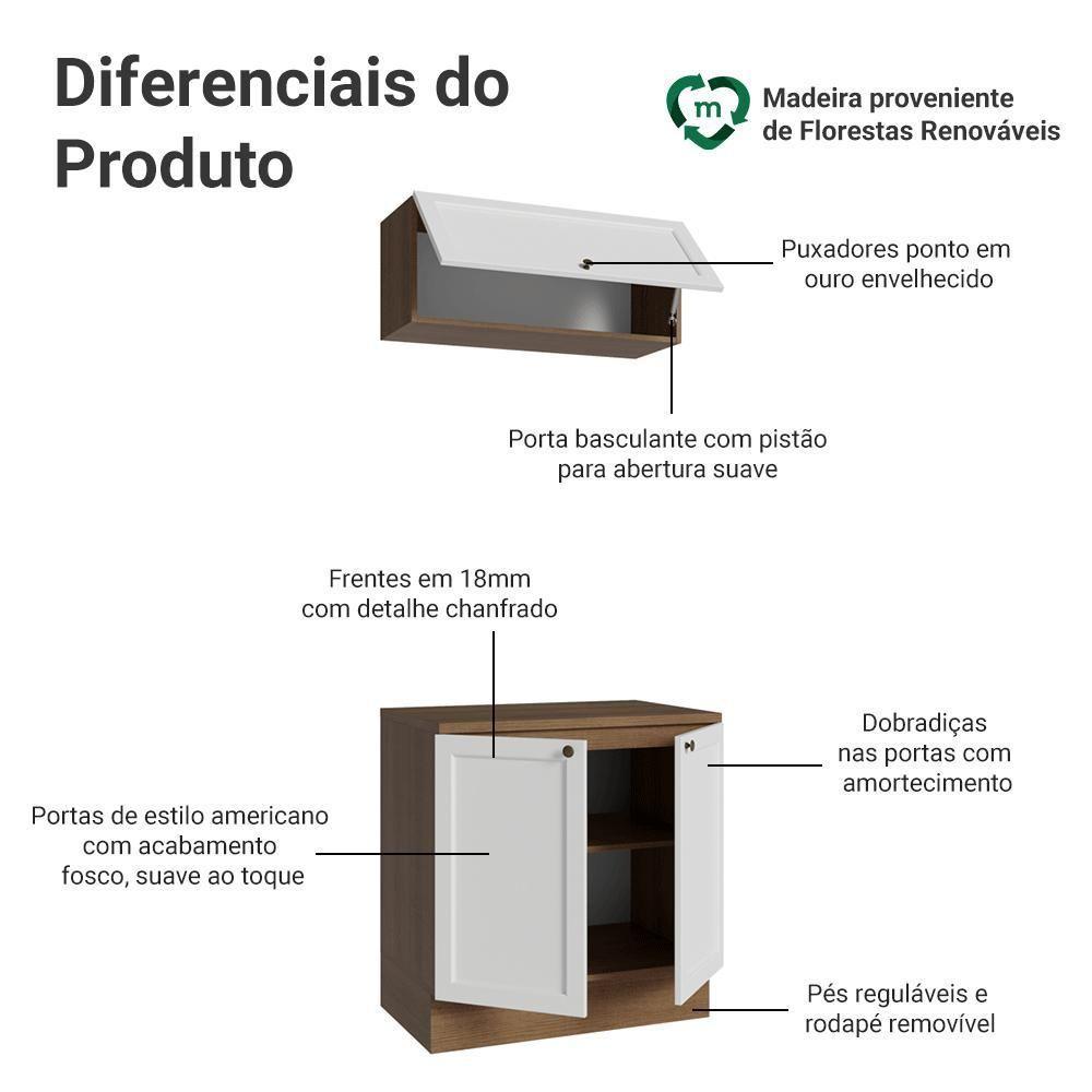 Conjunto Gabinete Para Banheiro 80cm 3 Portas Vik Madesa 02 Rustic-branco - 4