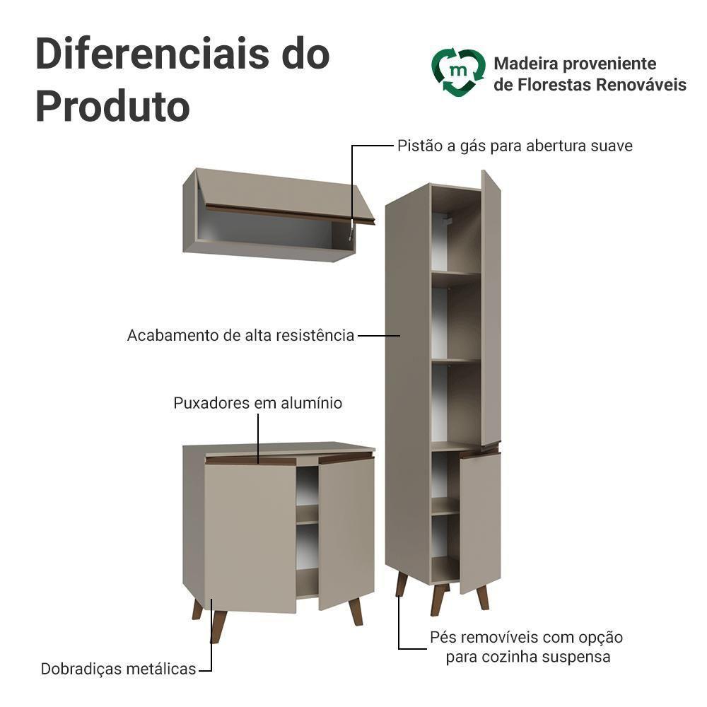 Conjunto Gabinete Para Banheiro 120cm 5 Portas Nice Madesa 03 Crema - 4