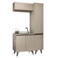 Conjunto Gabinete Para Banheiro 120cm 5 Portas Nice Madesa 03 Crema - 2